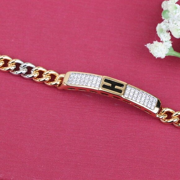 "Dual Tone Rose Gold Bracelet with Crystal 'H' Accent, XPBL0735 - Picture 10 of 10